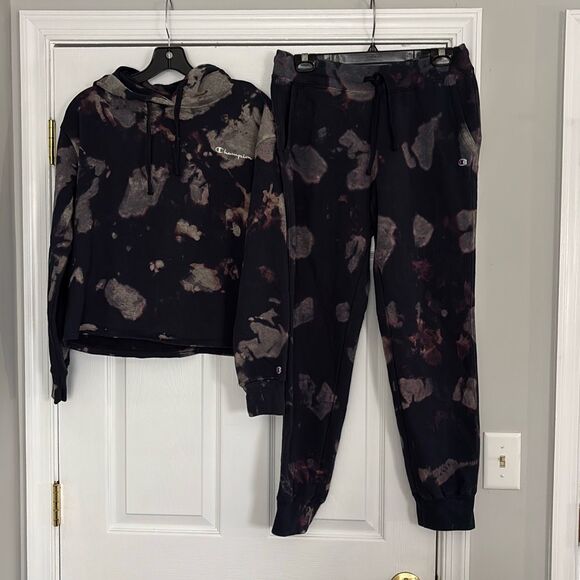 Champion tie dye hooded sweatshirt jogger sweatpants sweatsuit size small / medi - Picture 1 of 4